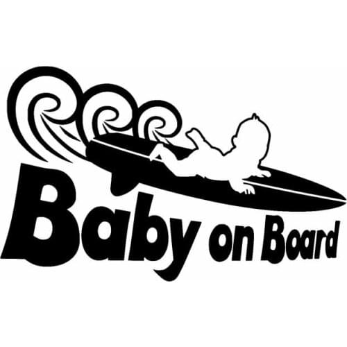17.8CM*11.1CM Funny Cool BABY ON BOARD Surf Sticker Car Vinyl Decals Black/Silver for Buick Stickers