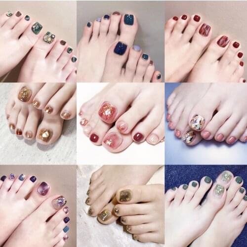 22 Tips Korea Toe Nail Sticker Wraps Adhesive Decals Toenail Polish Strips DIY Pedicure Foot Decals Manicure Women