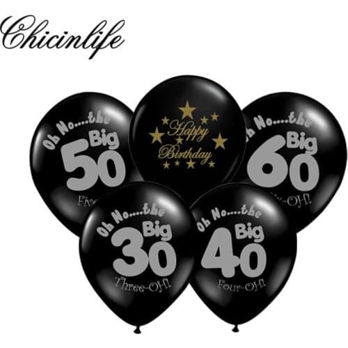 Chicinlife 10inch Happy Birthday Balloons 30/40/50/60th Latex Balloons Anniversar Adult Birthday Party Decoration Balloon Supply