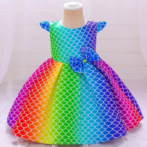 Flower Girls Dress Children Girls Wedding Evening Formal Short Colorful Gown Princess Winter Party Clothing Size 6M-5 Years