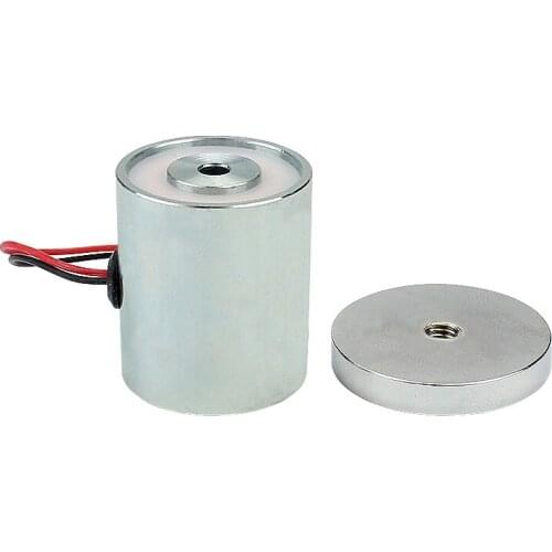 DC12V mini solenoid elektromagnet suction7KG Small round electromagnet energized and loses its magnetic force