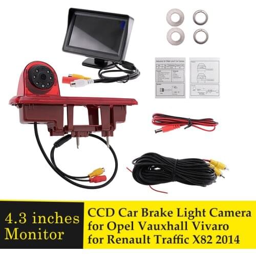 HD CCD Car Brake Light Rear View Paking Camera for Renault Traffic X82 for Opel Vauxhall Vivaro 2014 + 4.3 inches Monitor Kit
