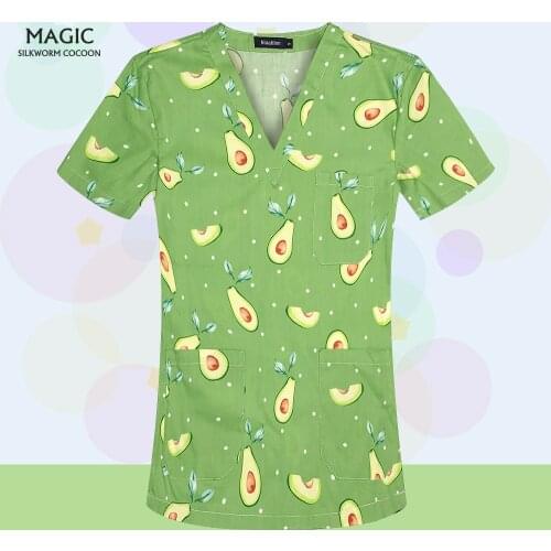 V-Neck Dental Clinic Nurse Surgical Tops Short Sleeved Summer Scrubs Women Uniform Hospital Medical Clothing Nursing Scrubs Tops