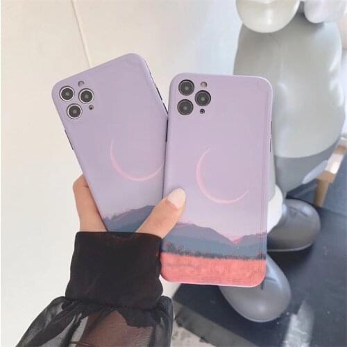 Art Retro Oil painting moon Phone Case For iPhone 11 11 Pro Max XR XS X Max 8 7 Plus Cute Phone Back Soft Silicone Cover Gift