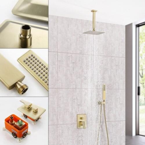 As print famous brand copper into the wall to suit all stainless steel top gush two function 20 cm tube drawing gold
