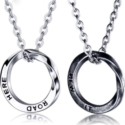 MIQIAO Stainless Steel Titanium Mobius Ring Inspiration Vintage Pendant Collar Chains Necklace for Women Men Friend Gift Jewelry