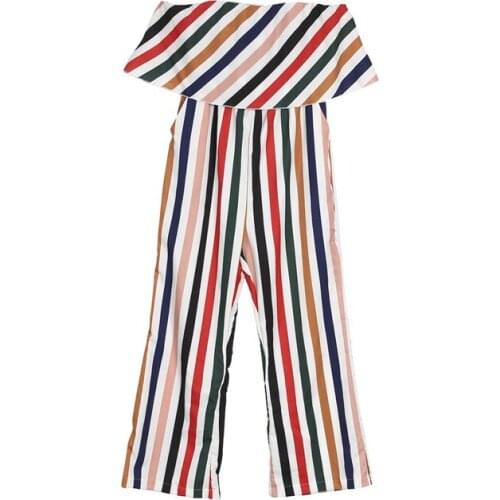 Family Matching Outfits Mother and Daughter Colorful Striped Sleeveless Bodysuits Mom Slash Neck Playsuit Girls Sleeveless Dress