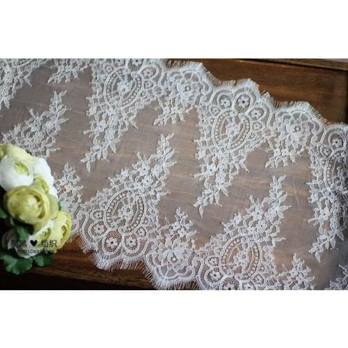 6M/Lot Exquisite White Black Eyelash Lace Trim Lace Fabric Handmade DIY Wedding Dress Clothing Accessories 36CM