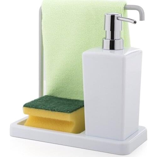 Kitchen White with Liquid Soap Dispenser Towel Rack