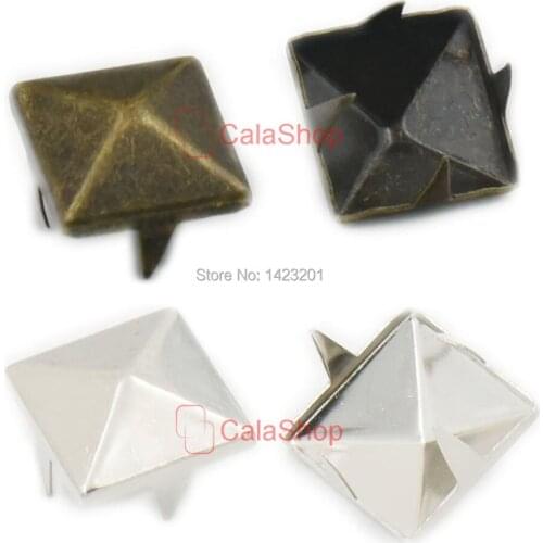 1000 Pcs / Lot 4mm 3/16" Square Metal Studs Spots Nailheads Fastners Spikes Punk Rock Bracelet Bag