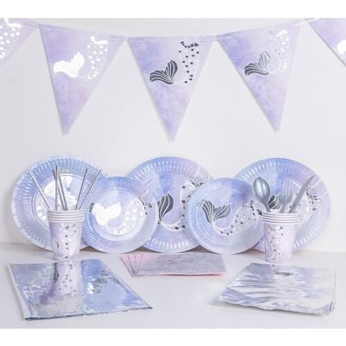 Hot Silver Mermaid Tableware Mermaid Party Decor Under The Sea Party Little Mermaid Birthday Party Decor Girl Favor MermaidDecor