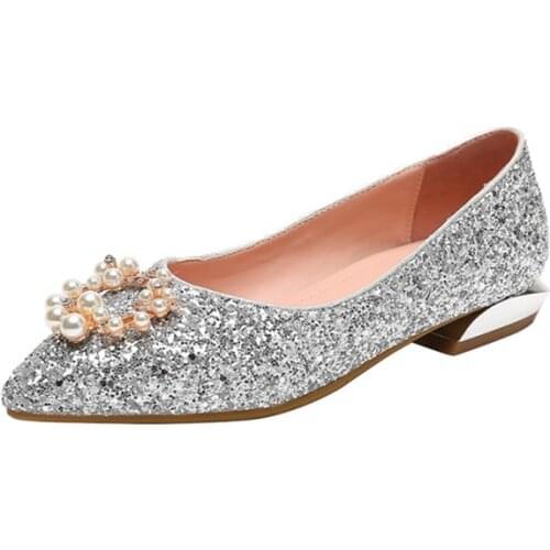 2021 Sweet Fashion Women Pointed Toe Shallow Flat Shoes Breathable Ladies Loafers Anti Slip Female Footwear Plus Size 32-44 955