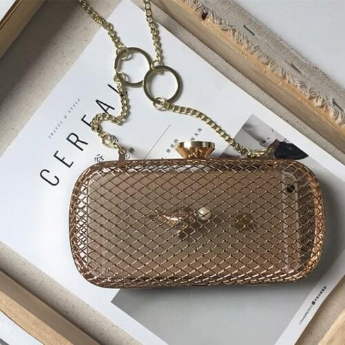 Metal Hollow Womens Evening Bag Diamond Shoulder Crossbody Bags Clutch Cage Handbag Purse