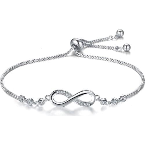 Fashion Cubic Zirconia Silve Color Infinity Bracelets Simple Friendship Adjustable Bracelets For Women Wedding Jewelry Gifts