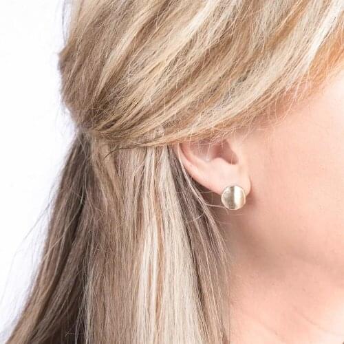 Fashion Women Dainty Size Polished Metallic Geometry Hammered Minimalist Studs Earrings