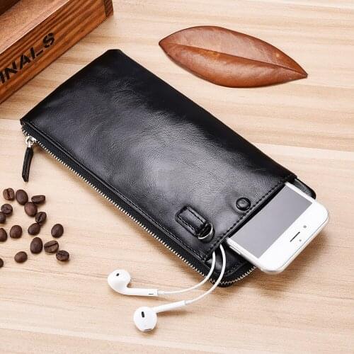Man Long Style Money Purse Pu Leather Luxury Wallet for Man Thin Phone Credit Card Coin Designer Solid Color Male Wallet