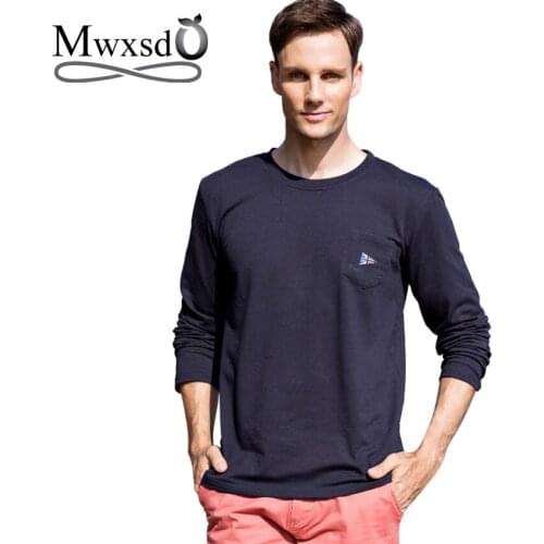 Mwxsd High quality Mens Long Sleeve T Shirt Men casual 100% cotton Tee shirt mens soft breath fashion T shirt Tees for men