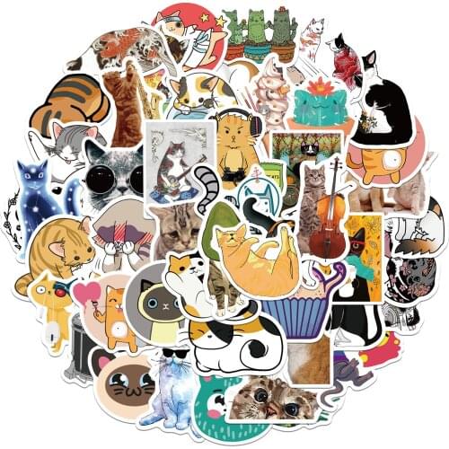 25/50PCS Cute Cats Animal Graffiti Sticker Mixed Style Toys For Suitcase Laptop Bike Luggage Car Scooter Skateboard Sticker