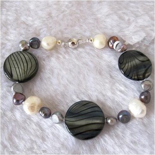 New Unique Pearls Jewellery Store 5-20mm Multicolor Freshwater Pearl Black Shell Necklace Handmade Charming Women Gift