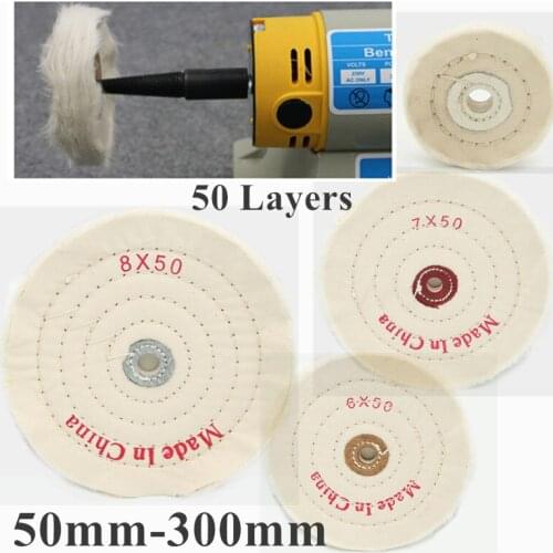 50-300mm White Cotton Lint Cloth Buffing Wheel Gold Silver Jewelry Mirror Polishing Wheel 4mm inner hole 50 Layers