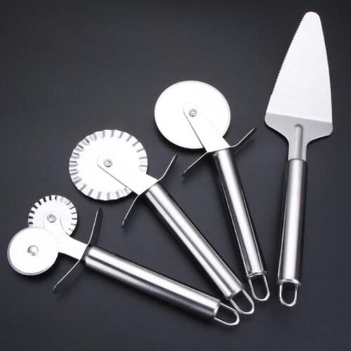 3 Patterns Stainless Steel Pizza Cutter Double Roller Pizza Knife Cutter Pastry Pasta Dough Crimper Wheel Kitchen Pizza Tools