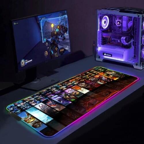 RGB Gaming Mouse Pad Dota 2 Large Size Colorful Luminous for PC Computer Desktop 7 Colors LED Light Desk Mat Gaming Keyboard pad