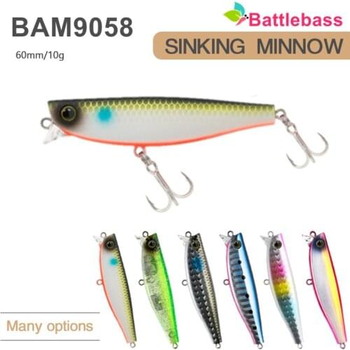 BATTLEBASS fishing lures 2021 sinking minnow 60mm 10g Strong Hooks Artificial Hard ima P-ce 60s Jerkbait Wobblers trout fishing