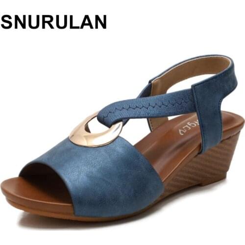 SNURULAN2021New Sandals Female Summer womens shoes fashion Wedge sandals Comfortable Open Toe Plus Size 36-42
