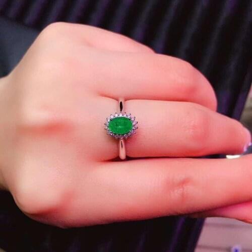 Natural And Real emerald ring 925 sterling silver Fine jewelry