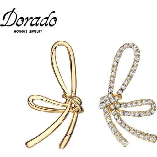 Dorado Korean Classic Bowknot Drop Earrings for Women Party Butterfly High Quality Metal Cubic Zirconia Fashion Jewelry Brincos