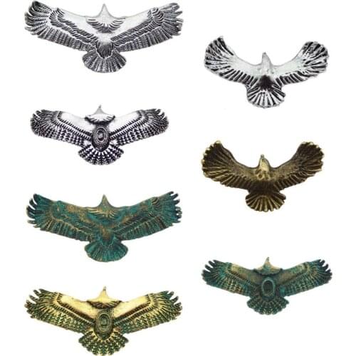 Julie Wang 7pcs Mixed Size Color Fly Eagle Shape Metal Alloy Necklace Bracelet Pendant Charms Women Handicraft DIY Jewelry Gifts