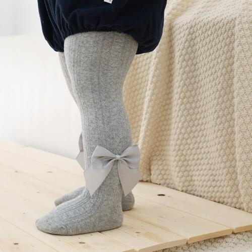 Winter Baby Girl Tights Quality Soft Cotton Cute Bows Warm Newborn Tights Solid Color Toddler Girls Pantyhose Tight Autumn