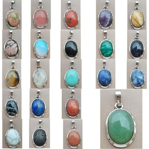 Lapis Lazuli Goldstone Blue Sand Howlite Crystal Cherry Quartz Aventurine Opal Tiger Eye Malachite Oval Art Pendant Bead WB932