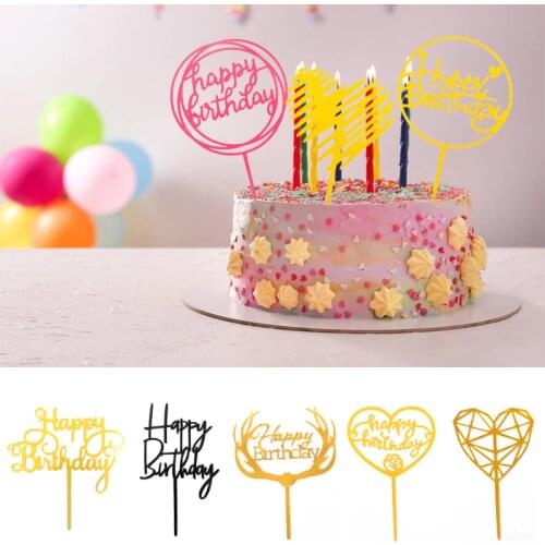 1/5pcs Gittler Happy Birthday Cake Topper Bling Decoration Sign Happy Birthday Cake Topper Girl`s Birthday Decor Multi-shape