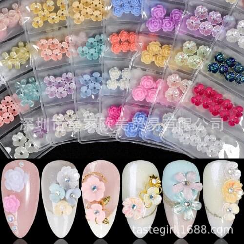 1 Pack 3D Cute Aurora Bear/Bow Ties/Skirt/White Flowers Acrylic Nail Art Decorations For Nails Glitter DIY Manicure Accessories