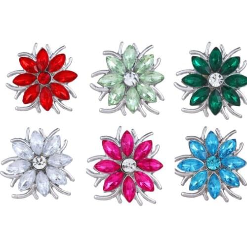 10pcs/lot New Snap Jewelry High Quality Rhinestone Crystal Flower 18mm 20mm Snap Button Fit Snap Bracelet DIY Ginger Charms