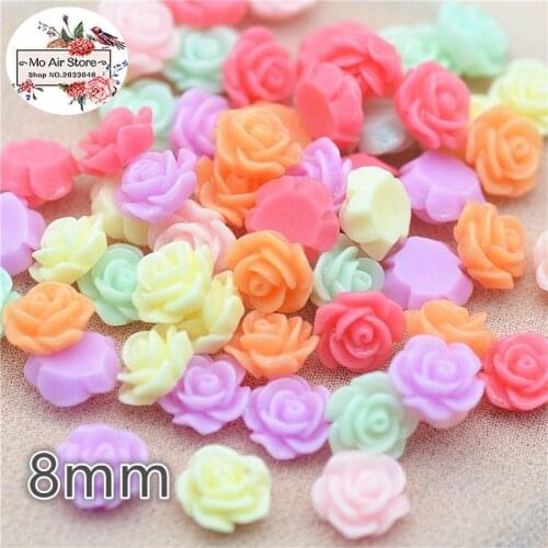 100pcs 8/10mm Mixed Color flower daisy resin flatback cabochon DIY jewelry/phone decoration No Hole
