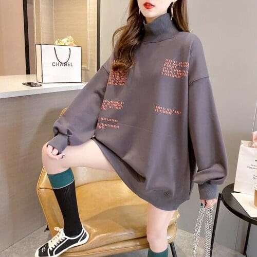 #1137 Cotton Sweatshirts Women Plus Size Long Sleeve Loose Sweatshirt Female Casual Harajuku No Hoodie Sweatshirts Grey White