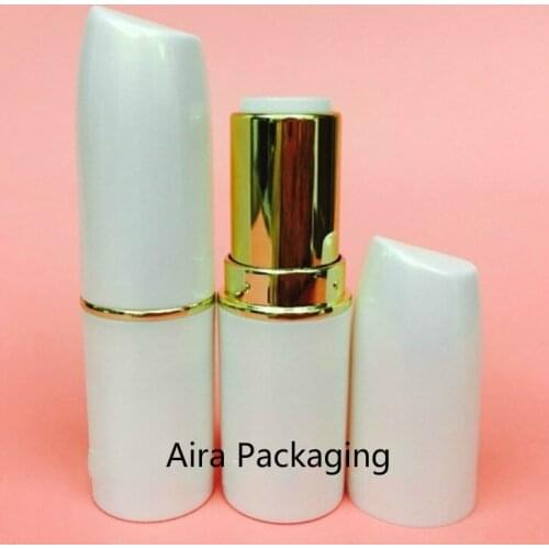 50pcs/lot White Plastic Cosmetic Lip Rouge Container Elegant High-end Lipstick Tube 12.1mm Lip Balm Bottle