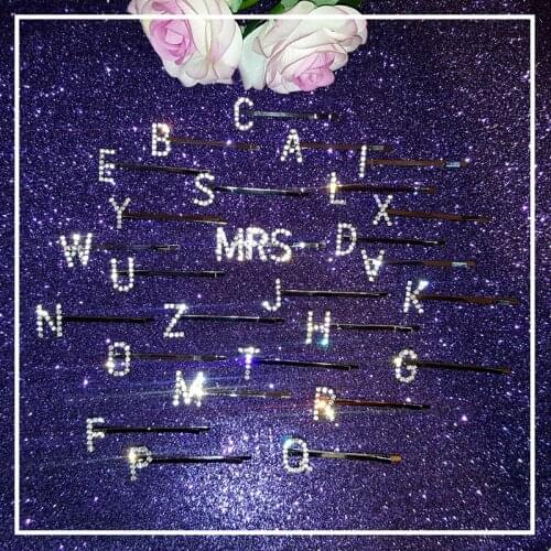 Bride Hair Accessories Blingbling Words Hair Clips "MRS+A to Z" Letters Hair Bobby Pins 2pcs/set Words Hairslide Wholesale