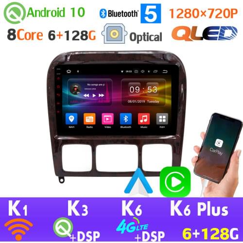 Android 10.0 QLED 1280*720P For Mercedes-Benz S-Class W220 S280 S320 S350 S400 S430 S500 GPS Radio Head Unit CarPlay AHD 1080P