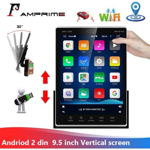 AMPrime Android 2din Car Radio 9.5 Inch Multimedia Player Stereo Receiver GPS WIFI Vertical Screen Universal For Nissan VW