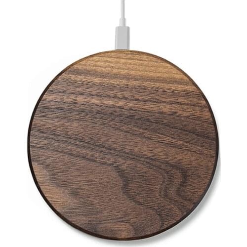 Wireless Charger Walnut Wood 10W Max Qi Certified Fast Portable Charging Pad for iPhone 12 12Mini 12ProMax SE 11 11ProMax