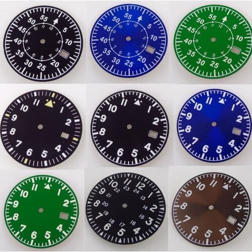 33.6mm Watch Dial Spare Parts Fit For NH35/NH35A Automatic Movement Green Lume Black/Blue/Green Color