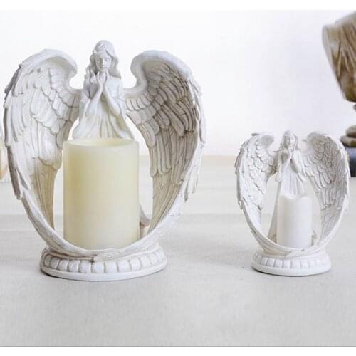 European Angel Electronic Candle Holder Home Decoration Living Room Bedroom TV Cabinet Decor Figurines Miniatures Wedding Gift