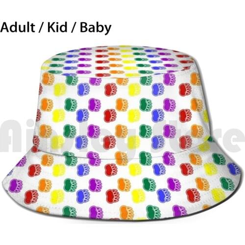 Rainbow Pride Paws ( Horizontal ) Sun Hat Foldable UV Protection Bear Bears Cub Cubs Paw Paws Pawprint Gay Pride
