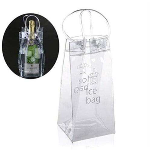 PVC Leakproof Ice Bag Environmentally Friendly Transparent Ice Pack Portable Ice Bucket Champagne Bottle Chiller With Carry Hand
