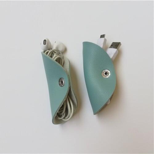 Genuine Leather Earphone Cable Winder Wrapped Cord Line Plug Bobbin Winder Clip Holder Wrap Wire Organizer Wirding Thread Tool