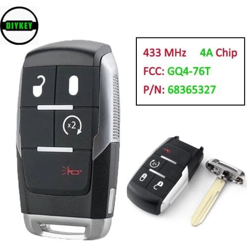 DIYKEY Keyless Entry 433Mhz 4A Chip Proximity Smart Car Remote Key For 2019 2020 Dodge Ram Pickup Limited 2500-5500 FCC: GQ4-76T