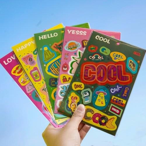 2pcs Cartoon Colorful Gorgeous Cute Stickers Fashion Funny Graffiti Paster Mobile Phone Suitcase Stationery Decorative Sticker